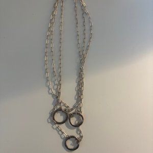 Adina Reyter 925 Sterling Hammered Circle Station LONG Chain Necklace 43"